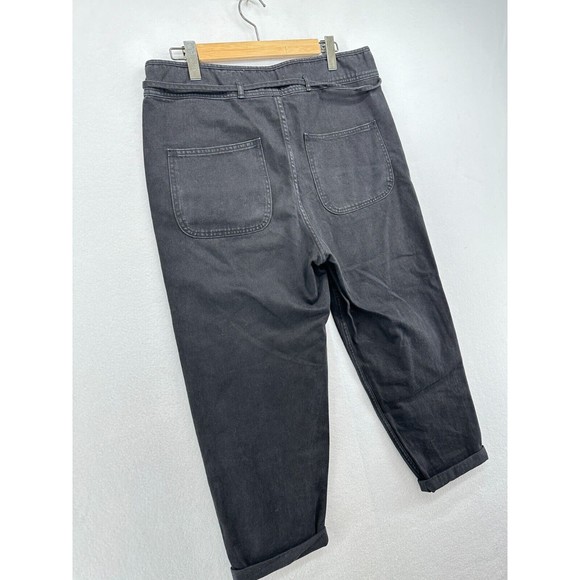 Ulla Johnson Sabi Jeans Womens Size 10 Black Tie Waist Crop Roll Cuff Pockets - Picture 5 of 11